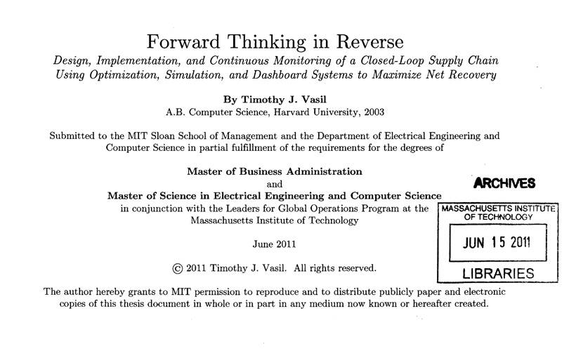Title page of the MIT thesis